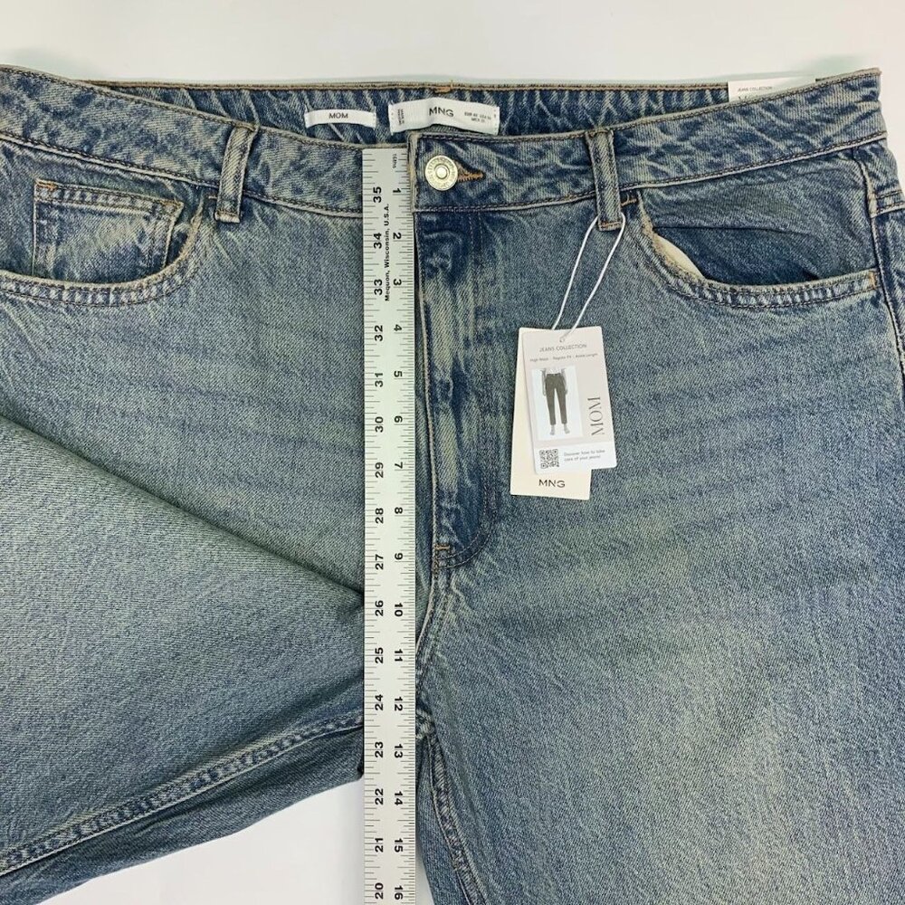 Mango Women's Mom High Waisted Tapered Cotton Stretch Denim Jeans Size 16 NWT - Picture 14 of 15